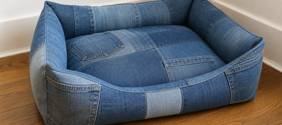 Alte Jeans als Stoff fuer ein Upcycling Hundebett verwenden